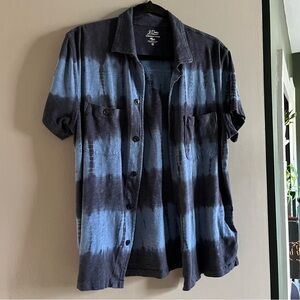 J. Crew Men's Blue Tie Dye Camp Shirt Shirt